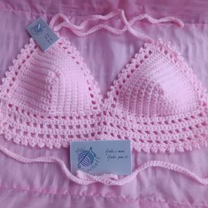 Top Halter Rosa de Crochet - Diseño Boho Chic Hecho a Mano